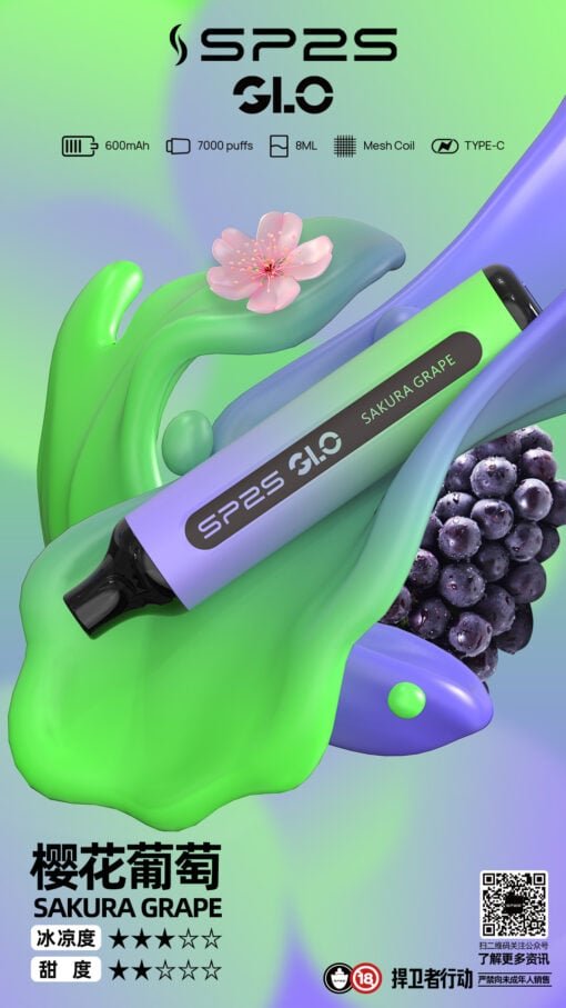 【SP2S GLO】7000口拋棄式電子煙 8ml大容量 30mg 可充電 Type-C快充 Mesh霧化 多口味 台灣現貨:圖片 4