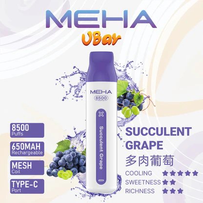 【MEHA VBar】魅嗨小白條 8500口拋棄式電子煙 650mAh可充電 3%丁鹽 冰爽水果系列 現貨秒發:圖片 9