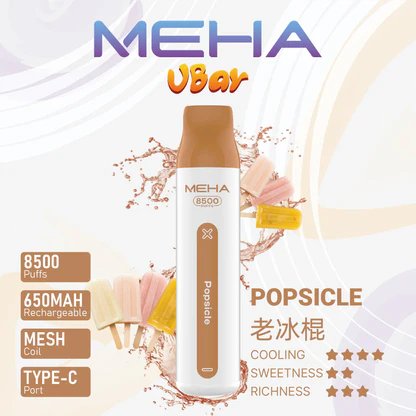 【MEHA VBar】魅嗨小白條 8500口拋棄式電子煙 650mAh可充電 3%丁鹽 冰爽水果系列 現貨秒發:圖片 11